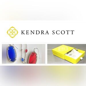 Kendra Scott, silver, red and blue necklace with matching earrings set